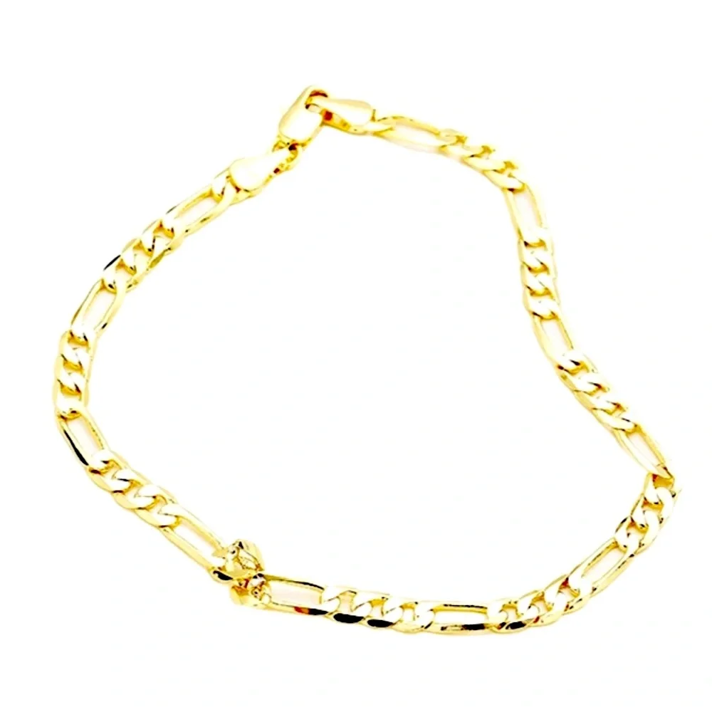 14K Gold Plated Figaro Chain Metal Bracelet